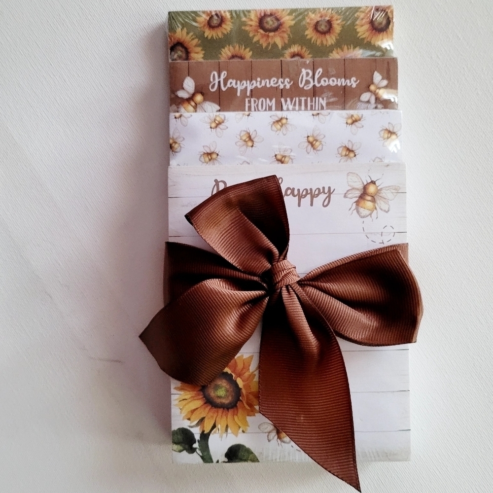 4 Pack Notepad Set Bees and Sunflowers